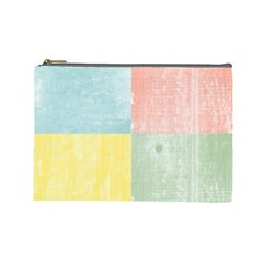 Pastel Textured Squares Cosmetic Bag (Large) from ArtsNow.com Front