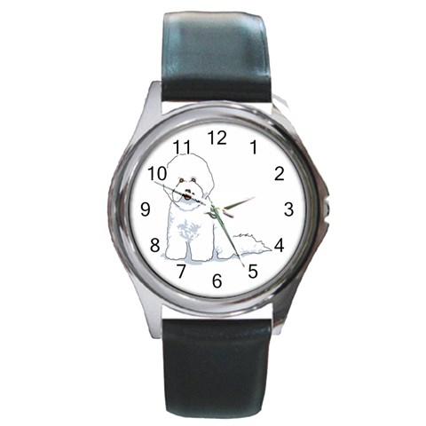 Bichon Frisé Round Metal Watch from ArtsNow.com Front
