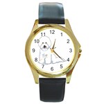 Bichon Frisé Round Gold Metal Watch