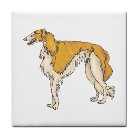 Borzoi Tile Coaster from ArtsNow.com Front