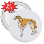 Borzoi 3  Button (100 pack)