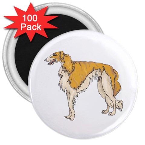 Borzoi 3  Magnet (100 pack) from ArtsNow.com Front