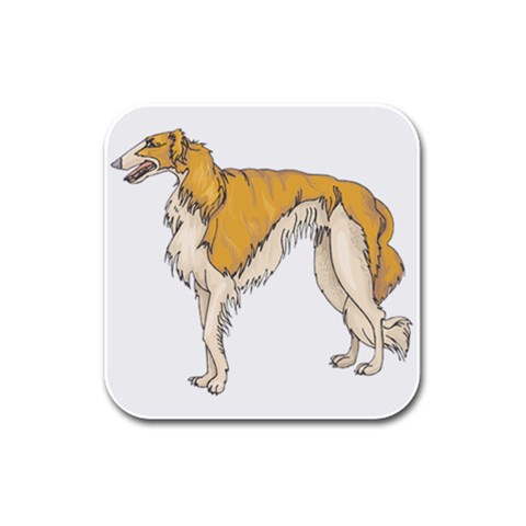 Borzoi Rubber Square Coaster (4 pack) from ArtsNow.com Front