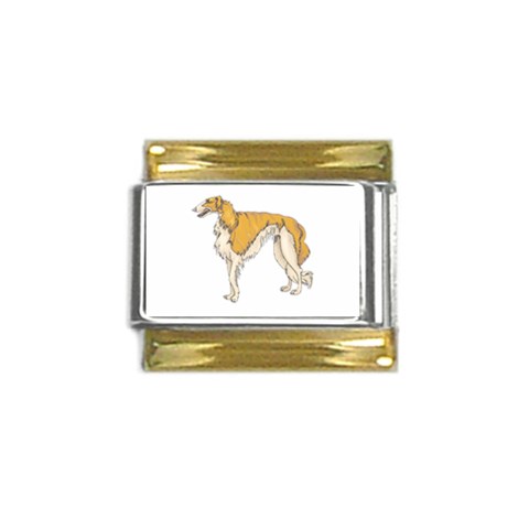 Borzoi Gold Trim Italian Charm (9mm) from ArtsNow.com Front