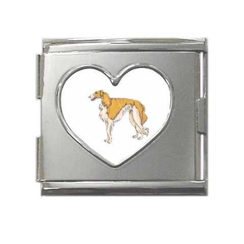Borzoi Mega Link Heart Italian Charm (18mm) from ArtsNow.com Front