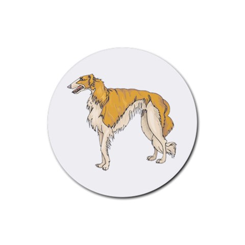 Borzoi Rubber Coaster (Round) from ArtsNow.com Front
