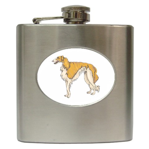 Borzoi Hip Flask (6 oz) from ArtsNow.com Front