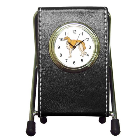 Borzoi Pen Holder Desk Clock from ArtsNow.com Front