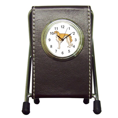 Borzoi Pen Holder Desk Clock from ArtsNow.com Front