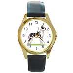 Great Dane Round Gold Metal Watch