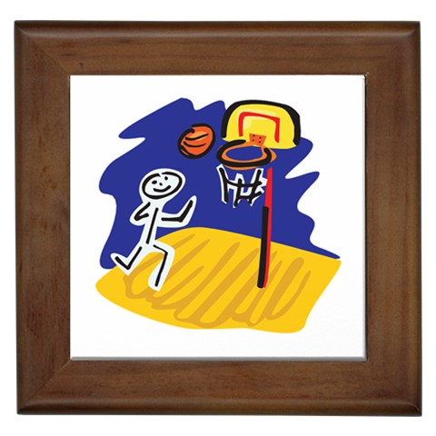 Stick Figure Basketball Player Framed Tile from ArtsNow.com Front