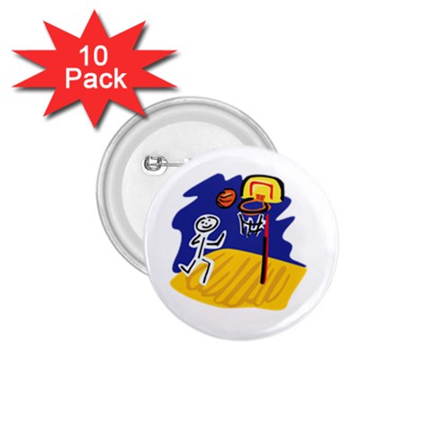 Stick Figure Basketball Player 1.75  Button (10 pack)  from ArtsNow.com Front
