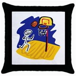 Stick Figure Basketball Player Throw Pillow Case (Black)