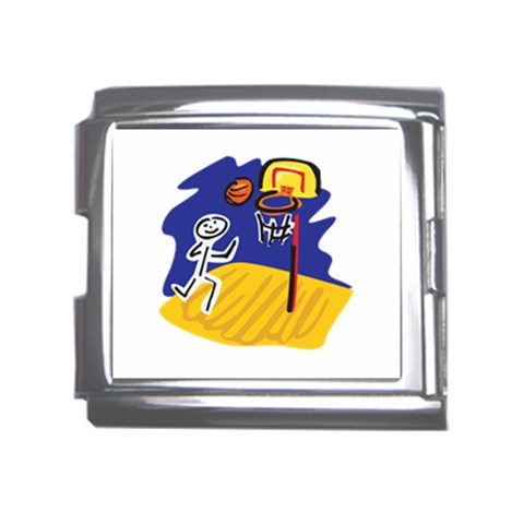 Stick Figure Basketball Player Mega Link Italian Charm (18mm) from ArtsNow.com Front