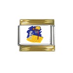 Stick Figure Basketball Player Gold Trim Italian Charm (9mm)