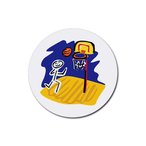 Stick Figure Basketball Player Rubber Coaster (Round) from ArtsNow.com Front