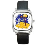 Stick Figure Basketball Player Square Metal Watch