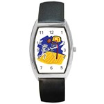 Stick Figure Basketball Player Barrel Style Metal Watch