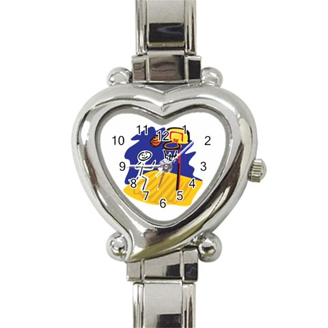 Stick Figure Basketball Player Heart Italian Charm Watch from ArtsNow.com Front