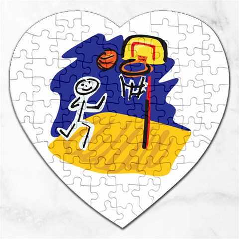 Stick Figure Basketball Player Jigsaw Puzzle (Heart) from ArtsNow.com Front