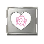 Cute Little Pink Girl Mega Link Heart Italian Charm (18mm)