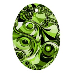 Retro Green Abstract Oval Ornament (Two Sides) from ArtsNow.com Front