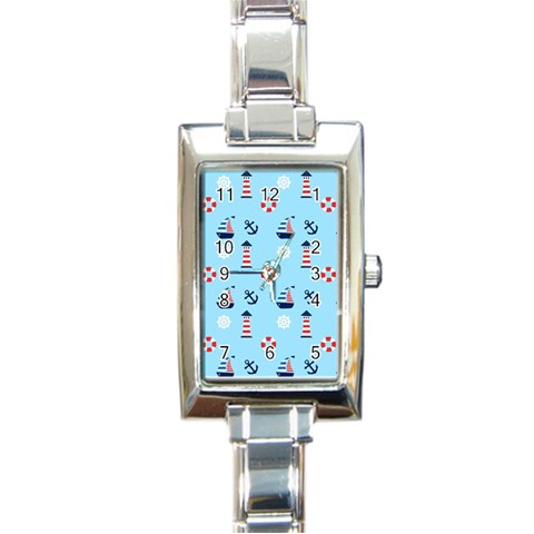 Sailing The Bay Rectangular Italian Charm Watch from ArtsNow.com Front