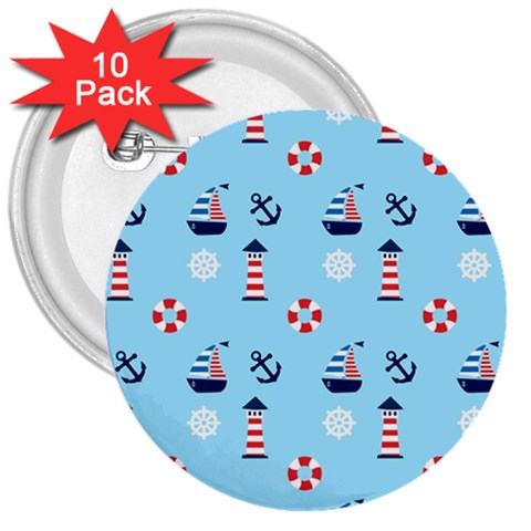 Sailing The Bay 3  Button (10 pack) from ArtsNow.com Front