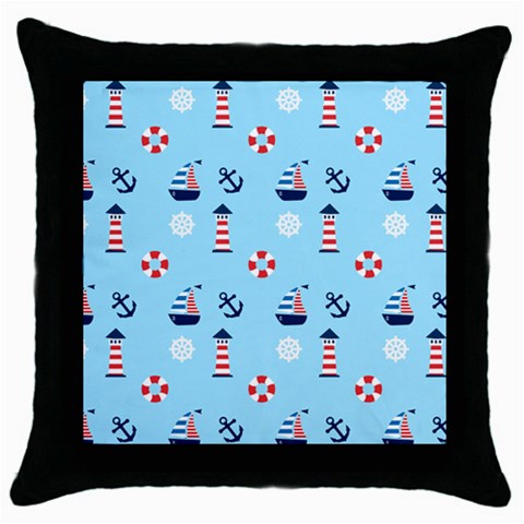 Sailing The Bay Black Throw Pillow Case from ArtsNow.com Front