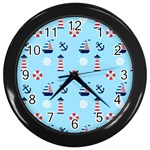 Sailing The Bay Wall Clock (Black)