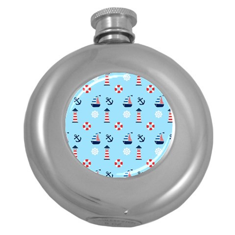 Sailing The Bay Hip Flask (Round) from ArtsNow.com Front