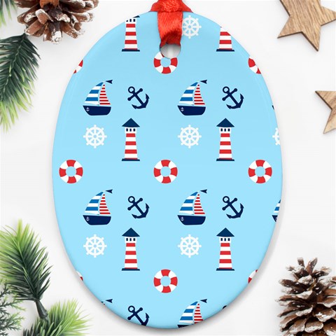 Sailing The Bay Oval Ornament (Two Sides) from ArtsNow.com Front