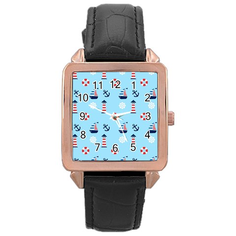 Sailing The Bay Rose Gold Leather Watch  from ArtsNow.com Front