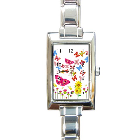 Butterfly Beauty Rectangular Italian Charm Watch from ArtsNow.com Front