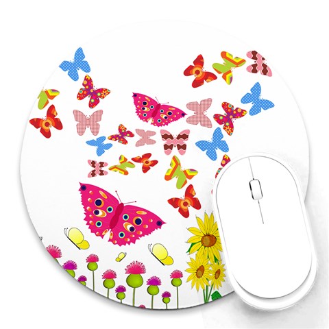Butterfly Beauty 8  Mouse Pad (Round) from ArtsNow.com Front
