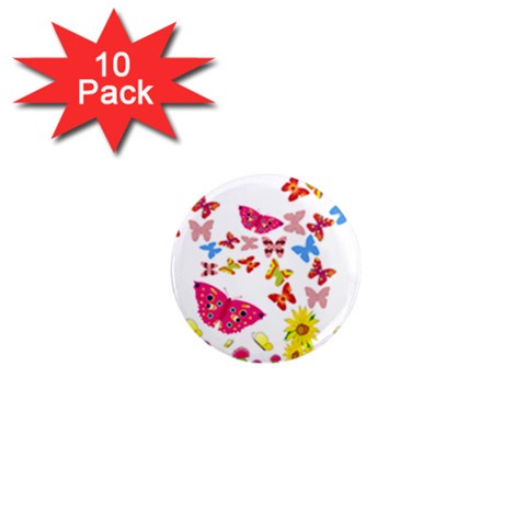 Butterfly Beauty 1  Mini Button Magnet (10 pack) from ArtsNow.com Front