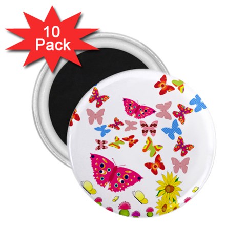 Butterfly Beauty 2.25  Button Magnet (10 pack) from ArtsNow.com Front