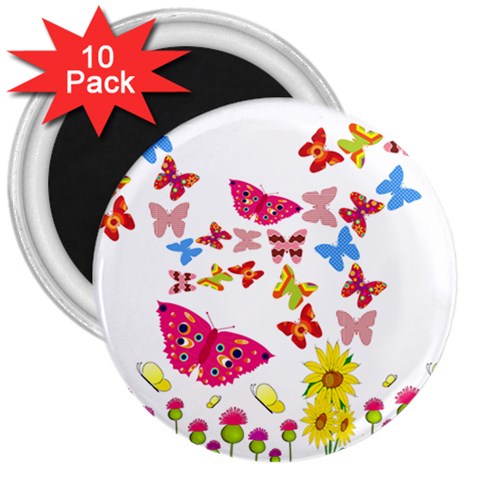 Butterfly Beauty 3  Button Magnet (10 pack) from ArtsNow.com Front