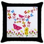 Butterfly Beauty Black Throw Pillow Case