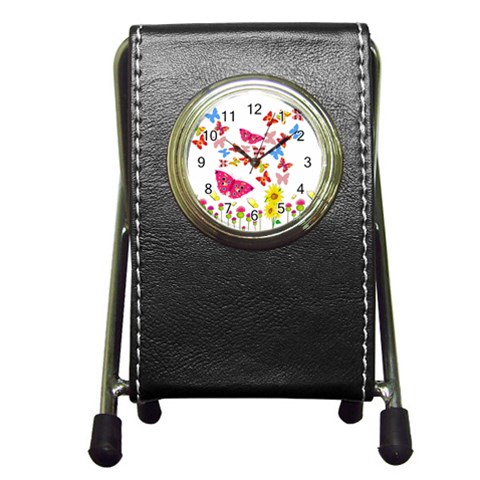 Butterfly Beauty Stationery Holder Clock from ArtsNow.com Front