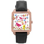 Butterfly Beauty Rose Gold Leather Watch 