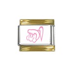 Cute Little Pink Girl Gold Trim Italian Charm (9mm)