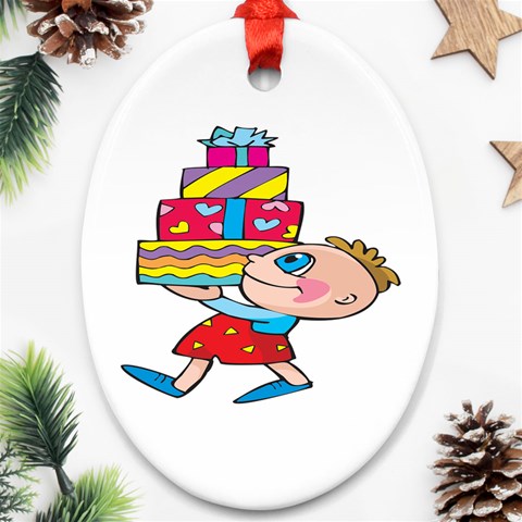 Lots of Gifts Ornament (Oval) from ArtsNow.com Front