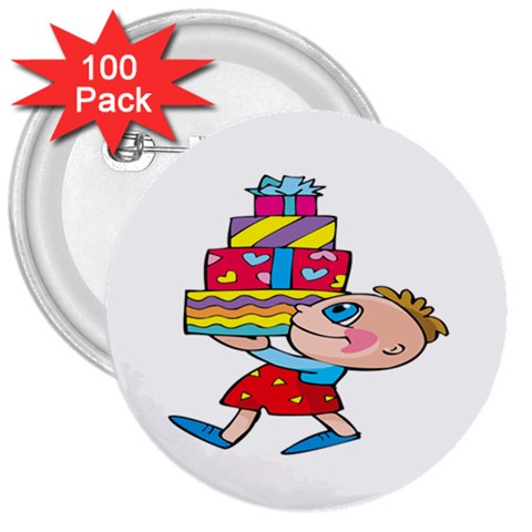 Lots of Gifts 3  Button (100 pack) from ArtsNow.com Front