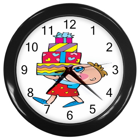 Lots of Gifts Wall Clock (Black) from ArtsNow.com Front
