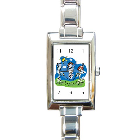 Jump Roping Kids Rectangular Italian Charm Watch from ArtsNow.com Front