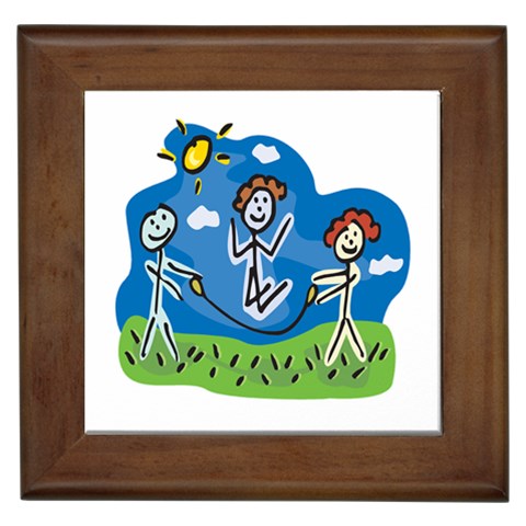 Jump Roping Kids Framed Tile from ArtsNow.com Front