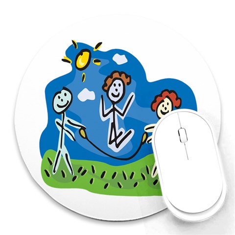 Jump Roping Kids Round Mousepad from ArtsNow.com Front