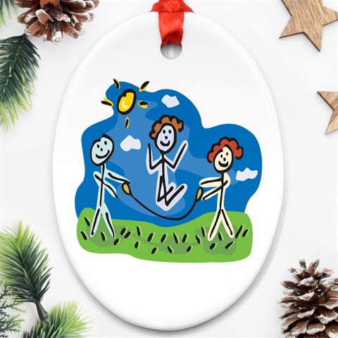 Jump Roping Kids Ornament (Oval) from ArtsNow.com Front