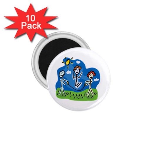 Jump Roping Kids 1.75  Magnet (10 pack)  from ArtsNow.com Front